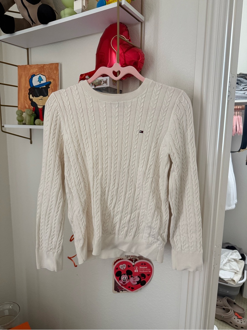 Tommy Hilfiger Women's Off-White Cable Knit Crew Sweater